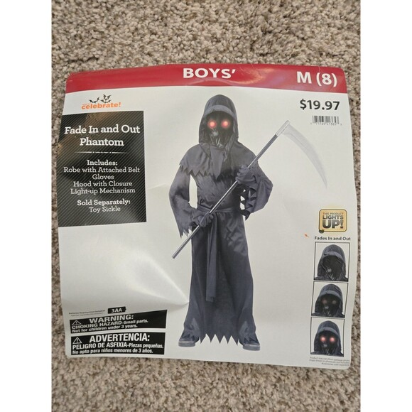 Fade in/out  Faceless Phantom Costume Boys Size M/8 (*Missing Gloves) - Picture 1 of 4
